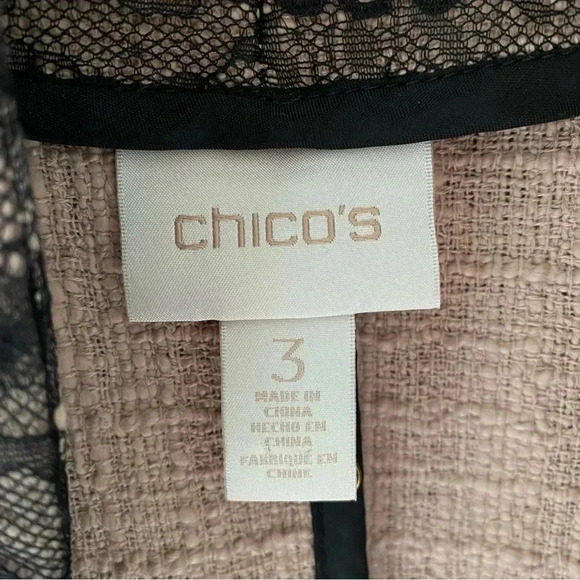 Chico's Lace-Embellished Jacket Sz 3 (16-18/XL) - Picture 5 of 13